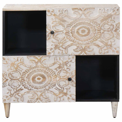 Credenza Bianco 80 x 33,5 x 75 cm Legno di mango massello