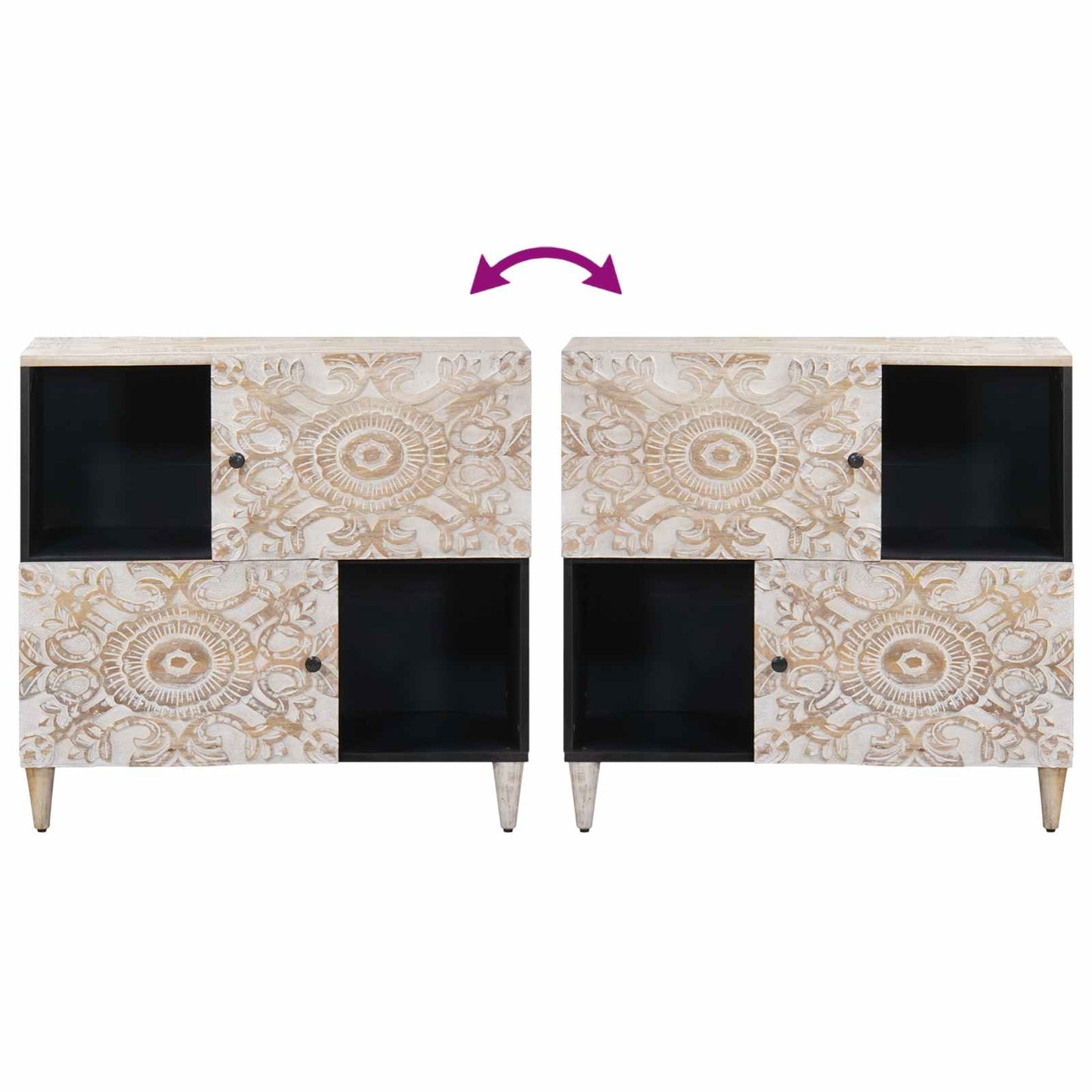 Credenza Bianco 80 x 33,5 x 75 cm Legno di mango massello | homemem39