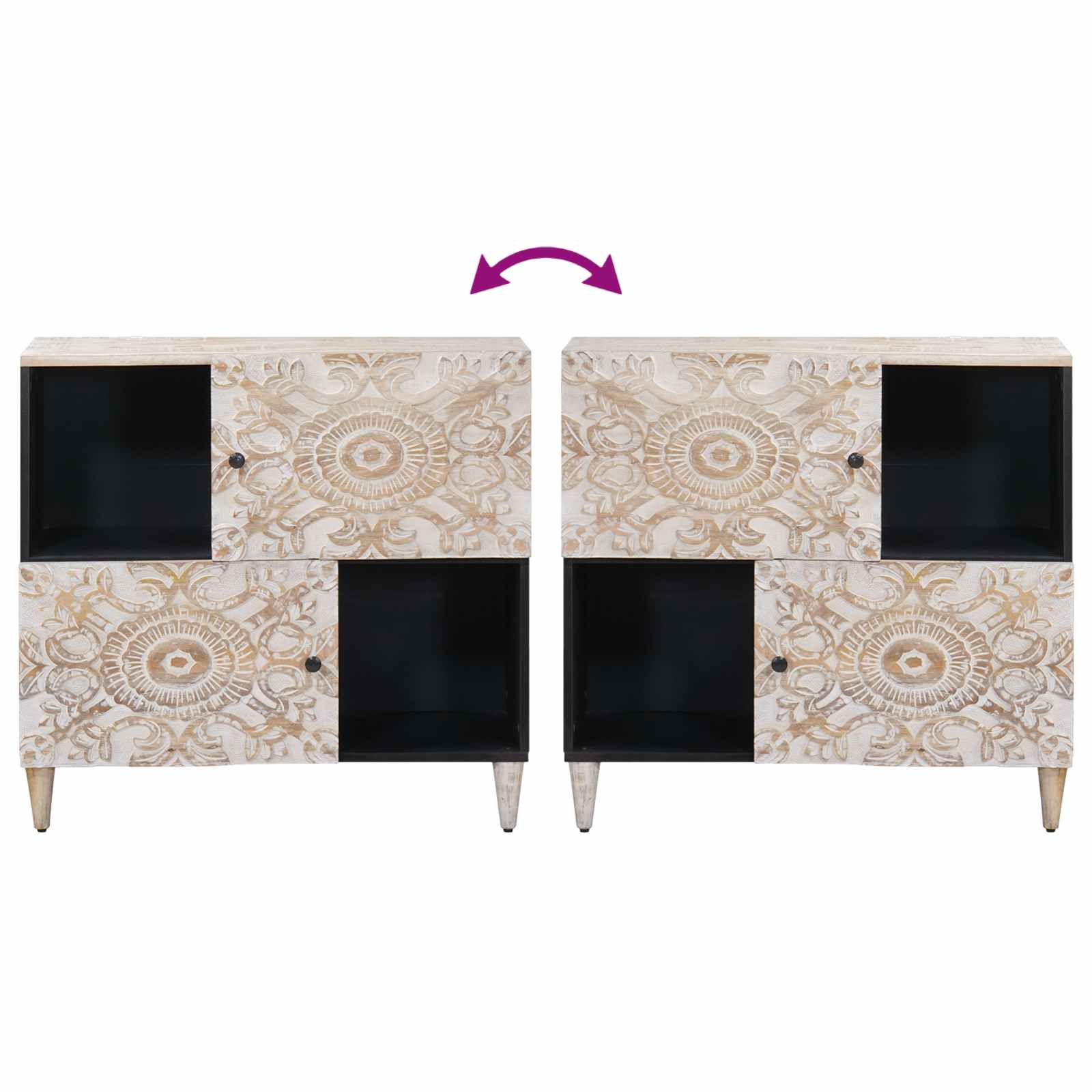 Credenza Bianco 80 x 33,5 x 75 cm Legno di mango massello | homemem39