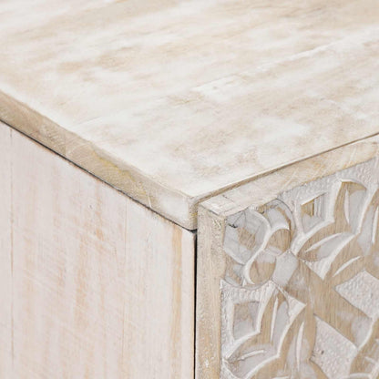Credenza Bianco 90 x 33,5 x 75 cm Legno di mango massello