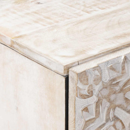 Mobile Alto Bianco 40 x 33,5 x 110 cm Legno di mango massello | homemem39