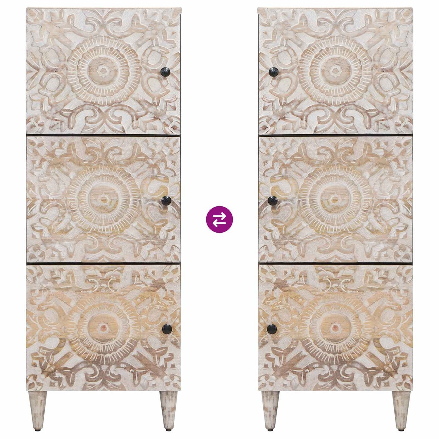 Mobile Alto Bianco 40 x 33,5 x 110 cm Legno di mango massello | homemem39