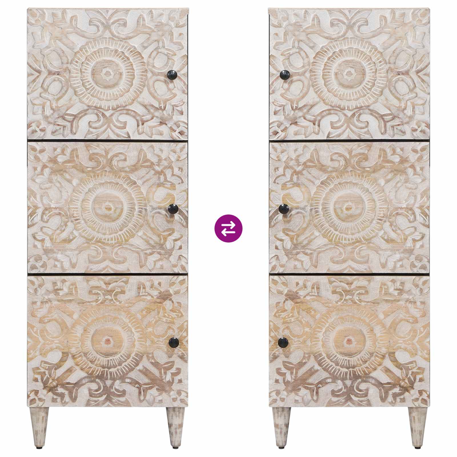 Mobile Alto Bianco 40 x 33,5 x 110 cm Legno di mango massello | homemem39