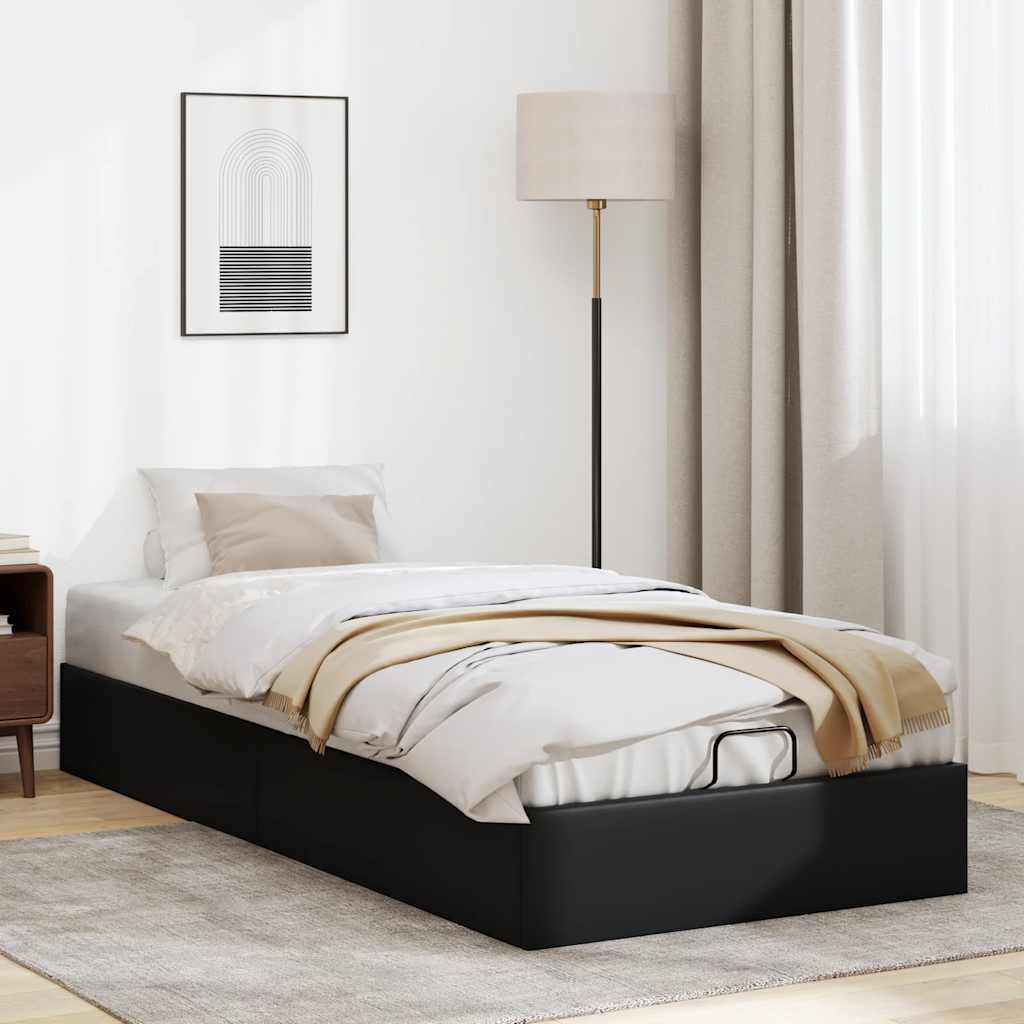 Struttura Letto Pouf senza Materasso Nero 80x200 cm Similpelle | homemem39