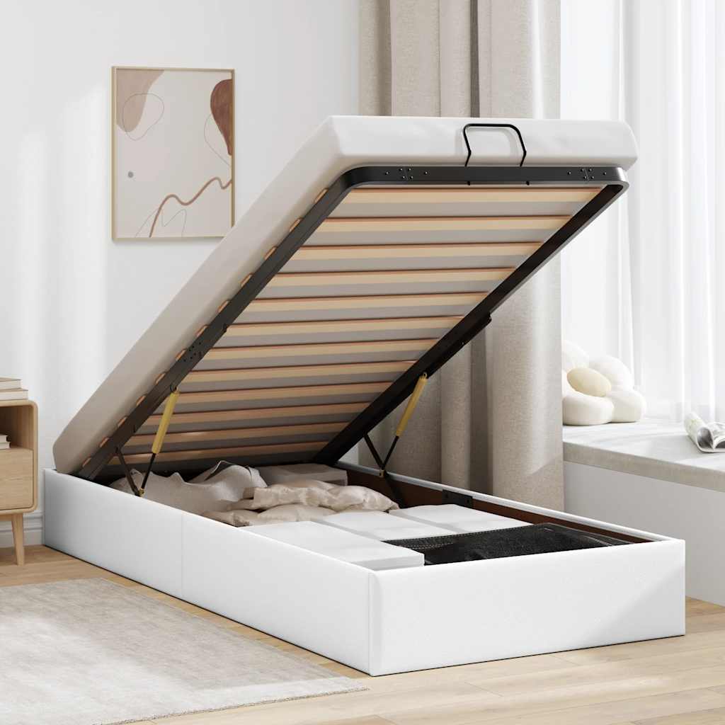 Struttura Letto Pouf senza Materasso Bianco 90x200cm Similpelle | homemem39