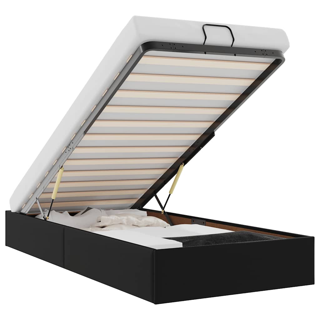 Struttura Letto Pouf senza Materasso Nero 100x200 cm Similpelle - homemem39