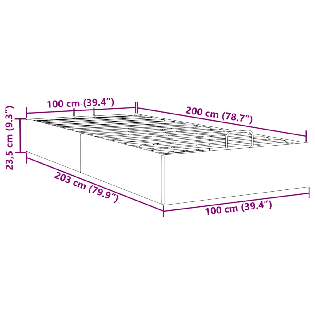Struttura Letto Pouf senza Materasso 100x200 cm Similpelle