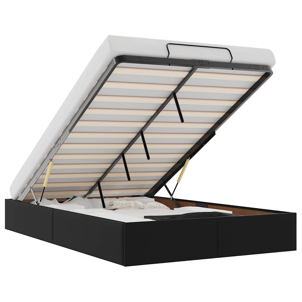 Struttura Letto Pouf senza Materasso Nero 120x200 cm Similpelle