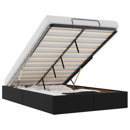 Struttura Letto Pouf senza Materasso Nero 120x200 cm Similpelle