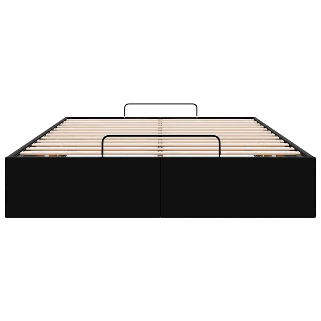 Struttura Letto Pouf senza Materasso Nero 120x200 cm Similpelle