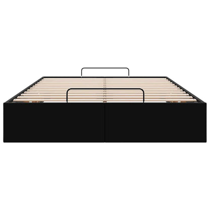 Struttura Letto Pouf senza Materasso Nero 120x200 cm Similpelle