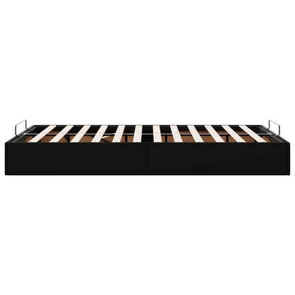 Struttura Letto Pouf senza Materasso Nero 120x200 cm Similpelle