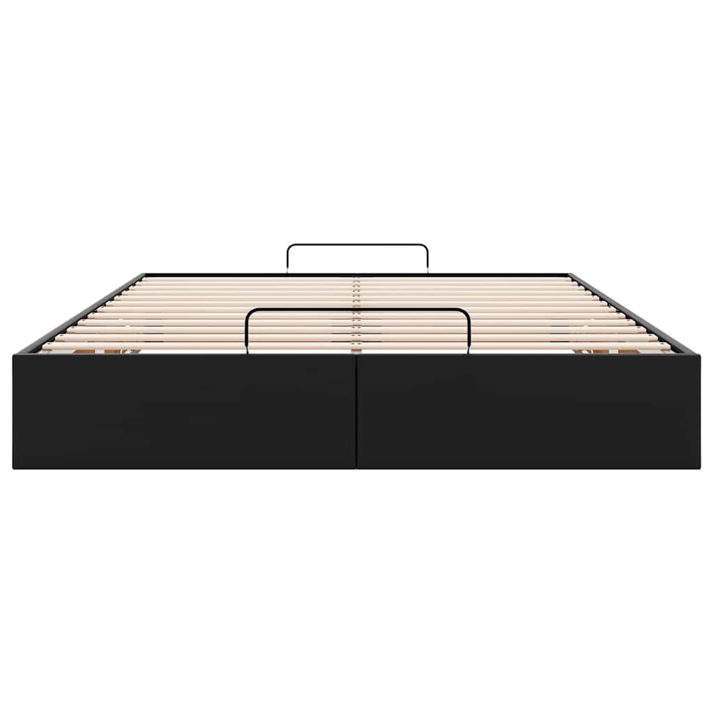 Struttura Letto Pouf senza Materasso Nero 140x190 cm Similpelle