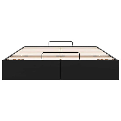 Struttura Letto Pouf senza Materasso Nero 140x190 cm Similpelle