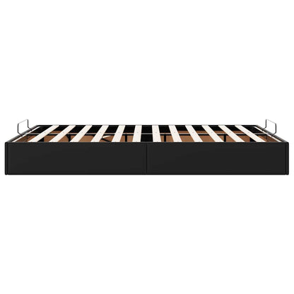 Struttura Letto Pouf senza Materasso Nero 140x190 cm Similpelle