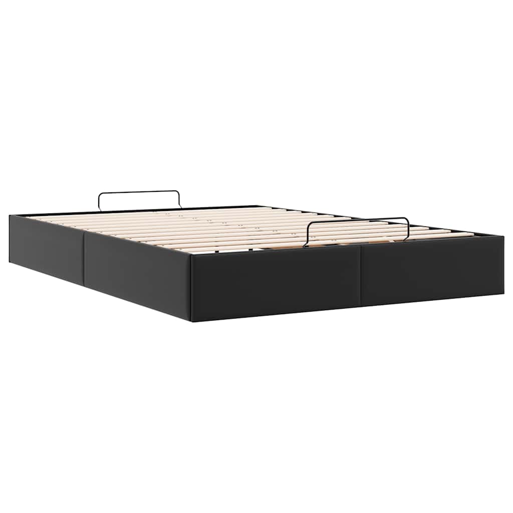 Struttura Letto Pouf senza Materasso Nero 140x190 cm Similpelle