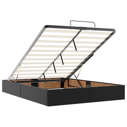 Struttura Letto Pouf senza Materasso Nero 140x190 cm Similpelle