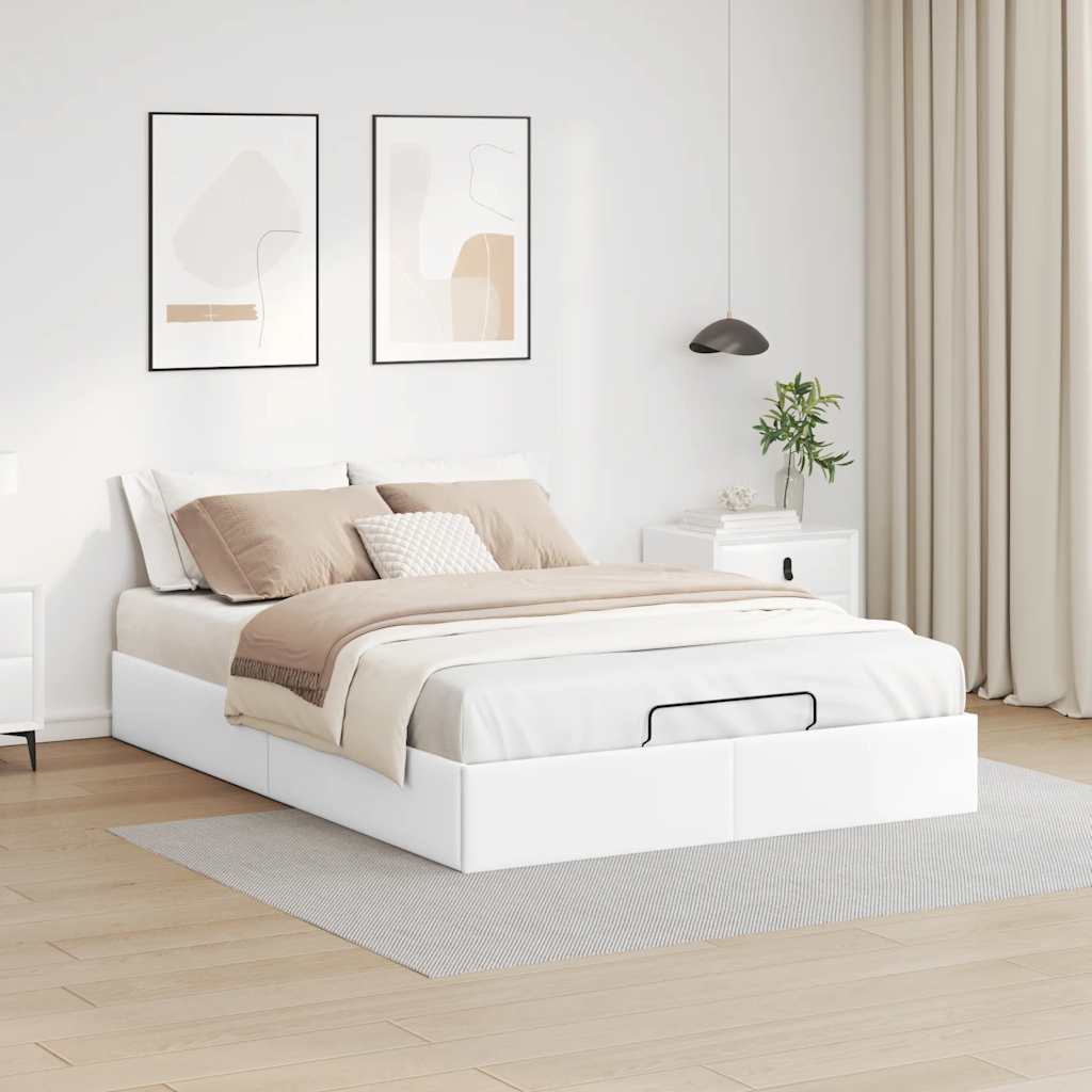 Struttura Letto Pouf senza Materasso Bianco 140x190 cm Similpelle | homemem39