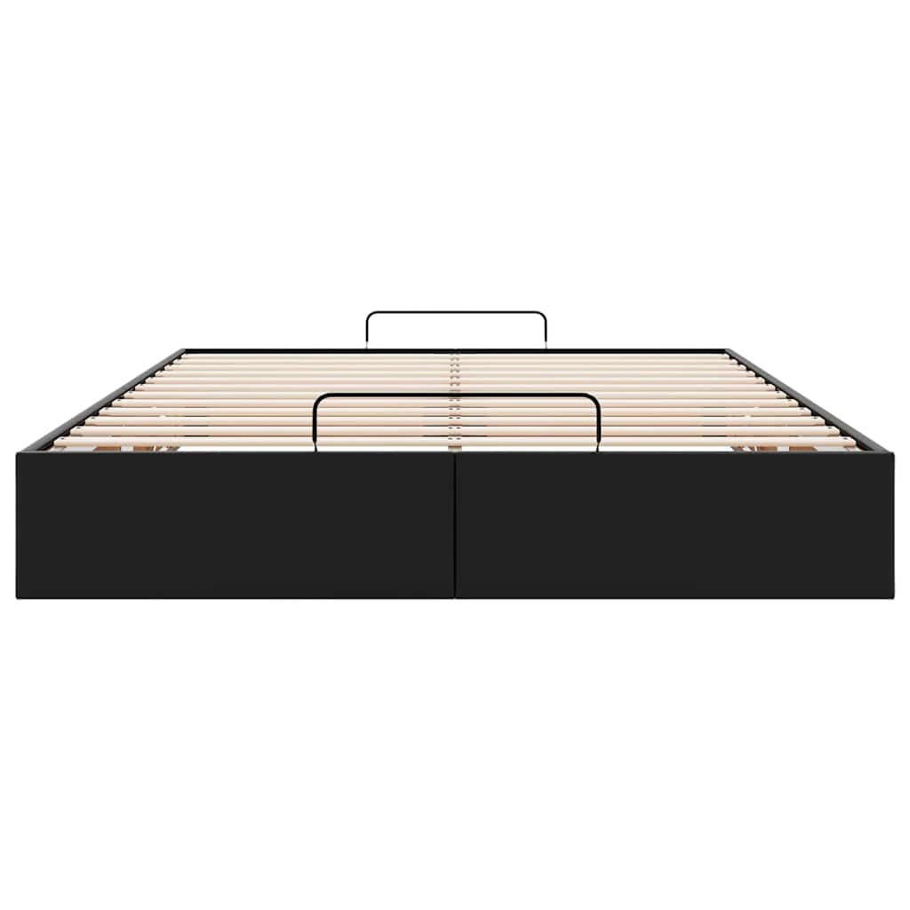Struttura Letto Pouf senza Materasso Nero 140x200 cm Similpelle