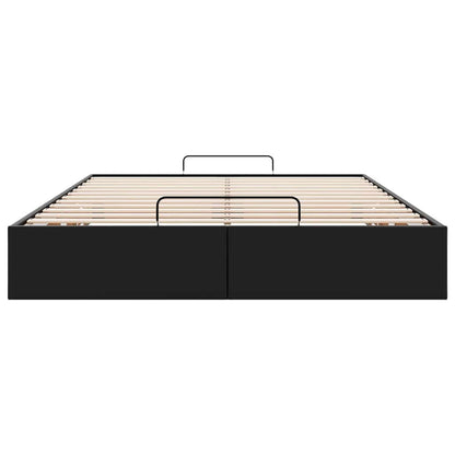 Struttura Letto Pouf senza Materasso Nero 140x200 cm Similpelle