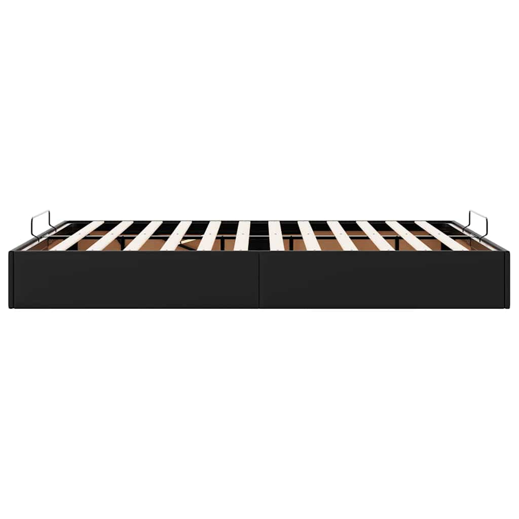 Struttura Letto Pouf senza Materasso Nero 140x200 cm Similpelle