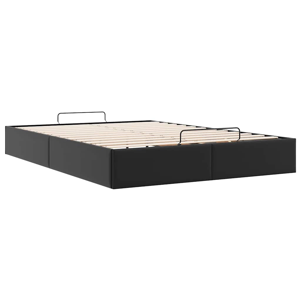 Struttura Letto Pouf senza Materasso Nero 140x200 cm Similpelle