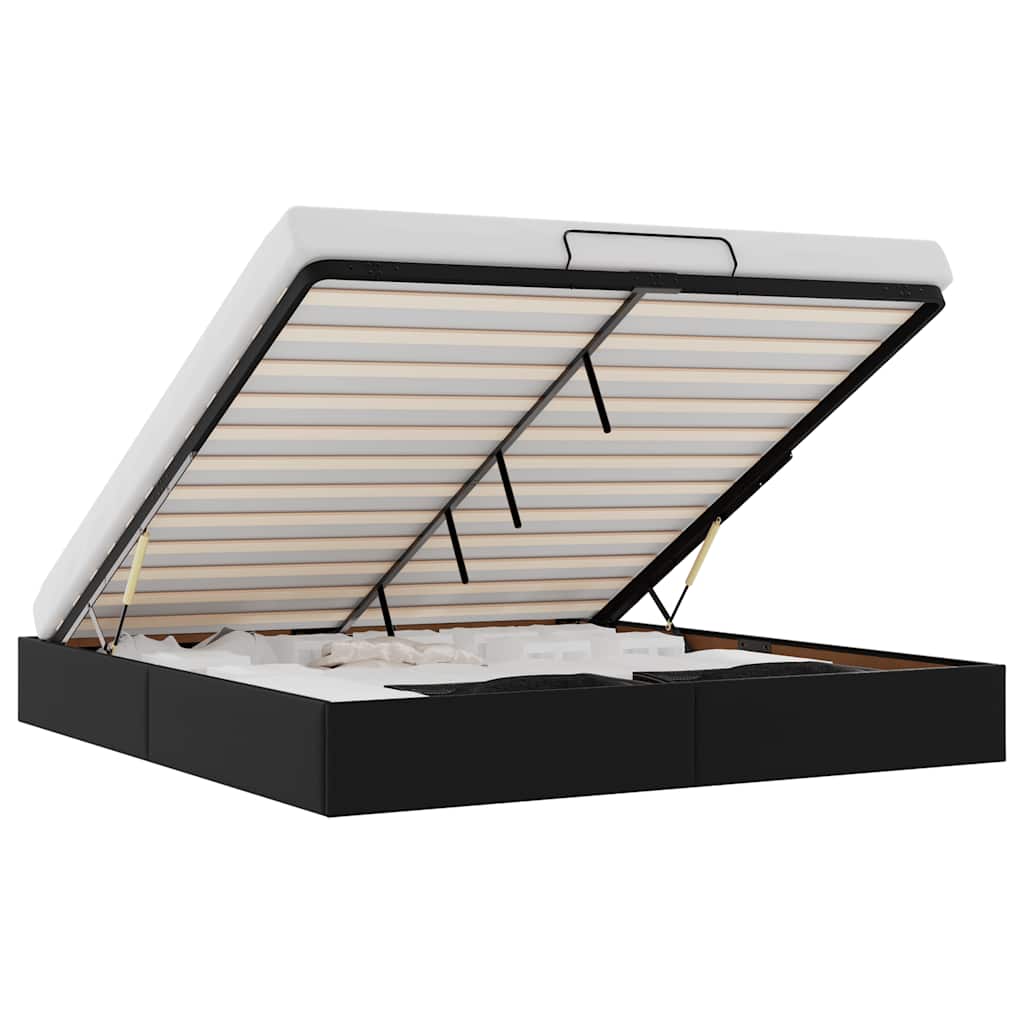 Struttura Letto Pouf senza Materasso Nero 160x200 cm Similpelle - homemem39