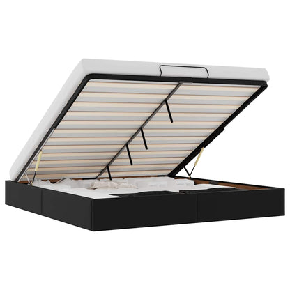 Struttura Letto Pouf senza Materasso Nero 160x200 cm Similpelle - homemem39