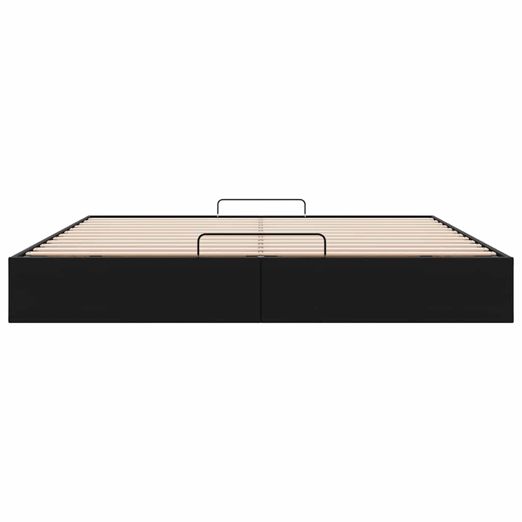 Struttura Letto Pouf senza Materasso Nero 160x200 cm Similpelle