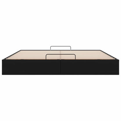 Struttura Letto Pouf senza Materasso Nero 160x200 cm Similpelle