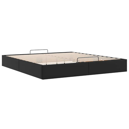 Struttura Letto Pouf senza Materasso Nero 160x200 cm Similpelle
