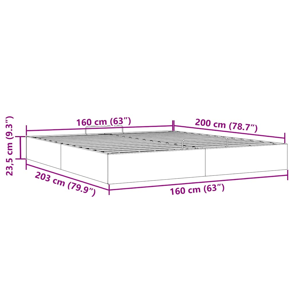 Struttura Letto Pouf senza Materasso 160x200 cm Similpelle