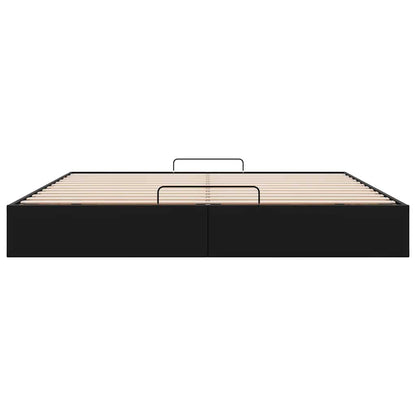 Struttura Letto Pouf senza Materasso Nero 180x200 cm Similpelle