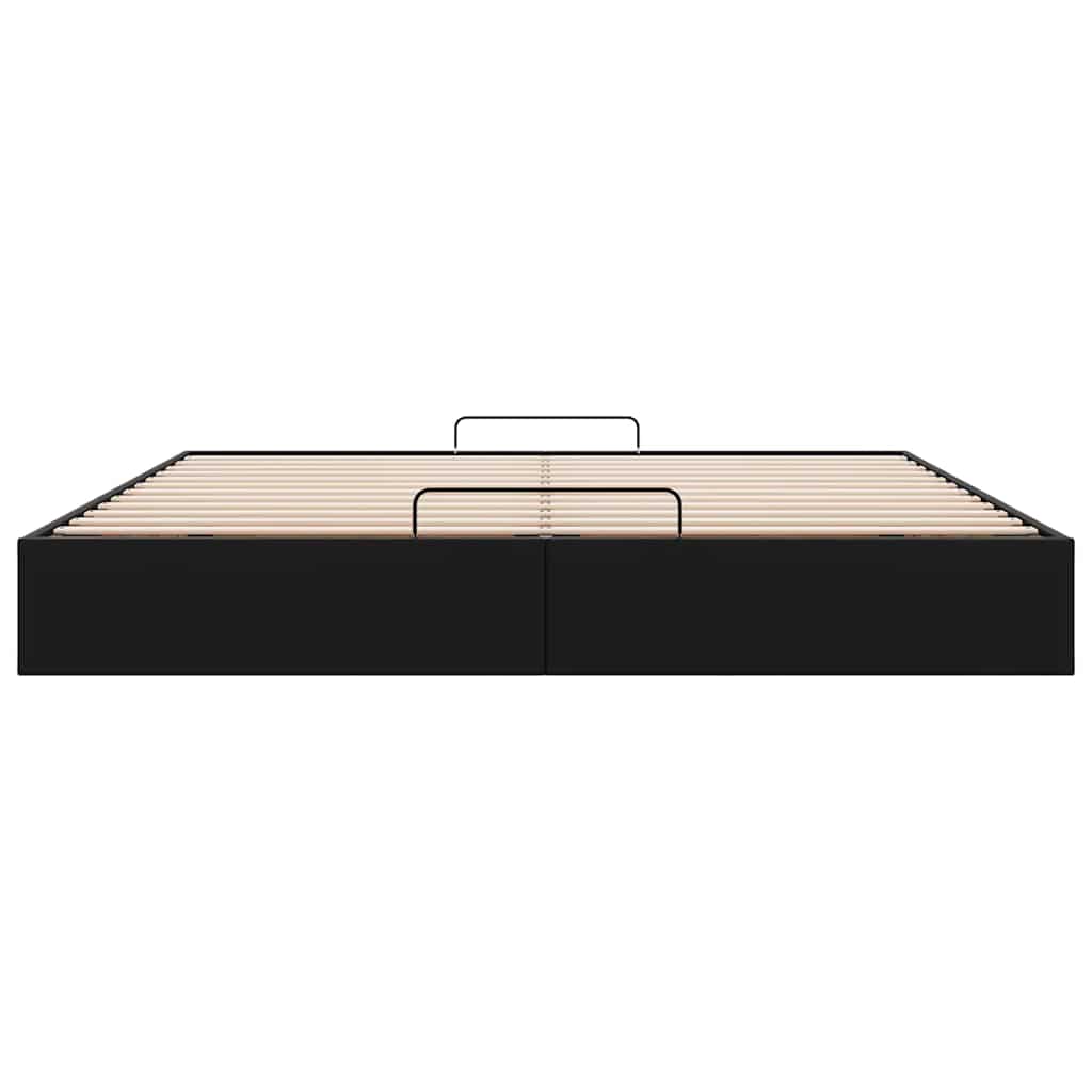 Struttura Letto Pouf senza Materasso Nero 180x200 cm Similpelle