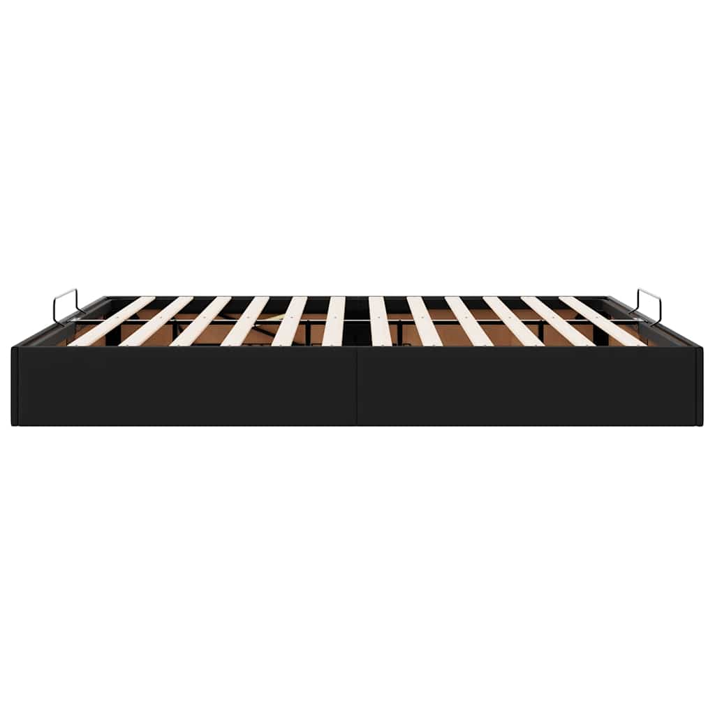 Struttura Letto Pouf senza Materasso Nero 180x200 cm Similpelle