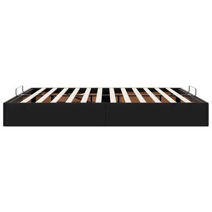 Struttura Letto Pouf senza Materasso Nero 180x200 cm Similpelle