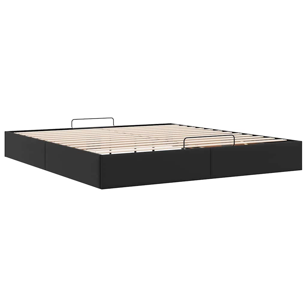 Struttura Letto Pouf senza Materasso Nero 180x200 cm Similpelle