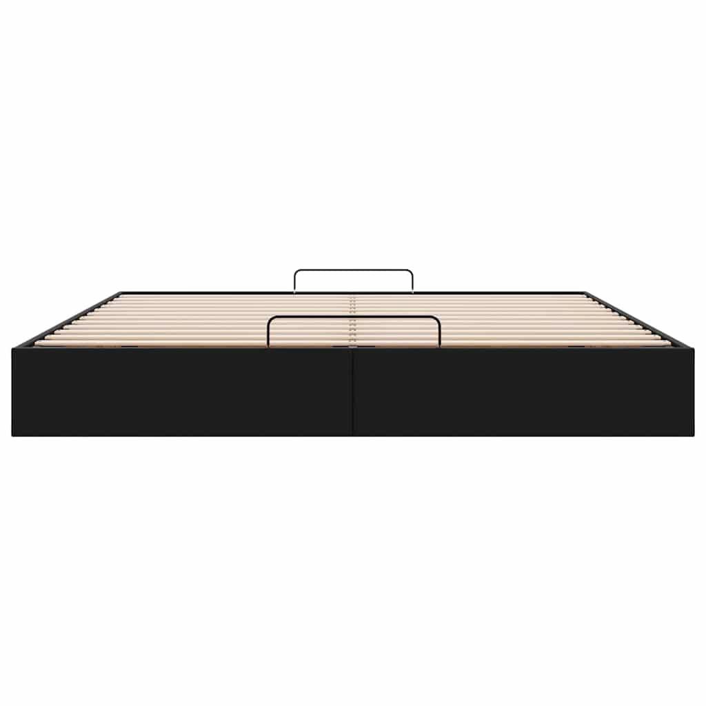 Struttura Letto Pouf senza Materasso Nero 200x200 cm Similpelle