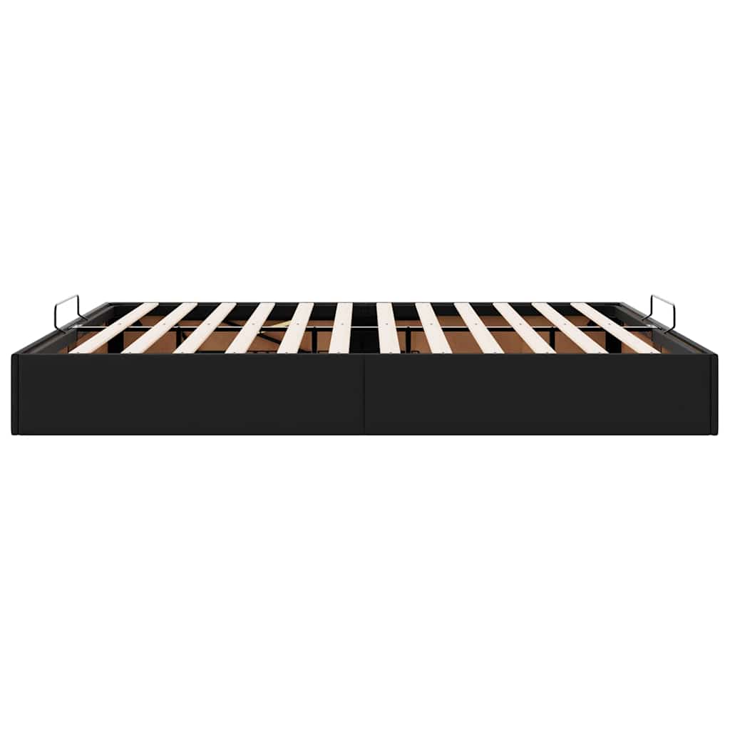 Struttura Letto Pouf senza Materasso Nero 200x200 cm Similpelle