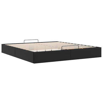 Struttura Letto Pouf senza Materasso Nero 200x200 cm Similpelle