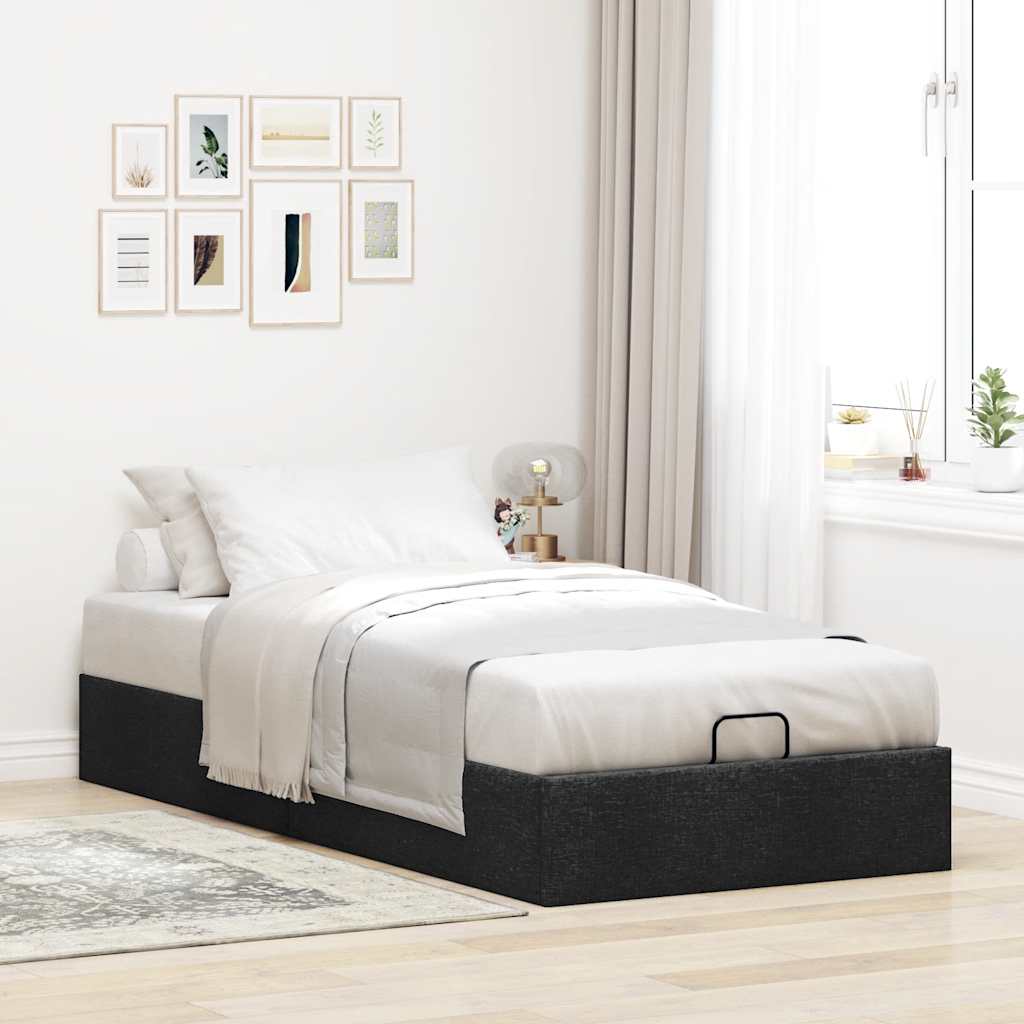 Struttura Letto Pouf senza Materasso Nero 80x200 cm in Tessuto | homemem39