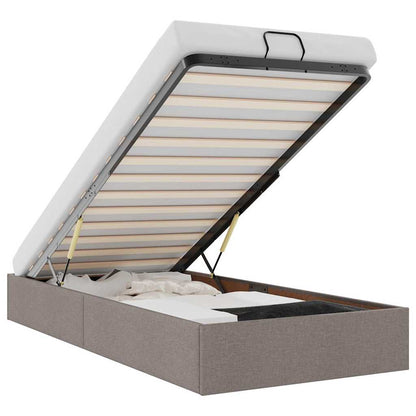 Struttura Letto Pouf senza Materasso Tortora 80x200 cm Tessuto