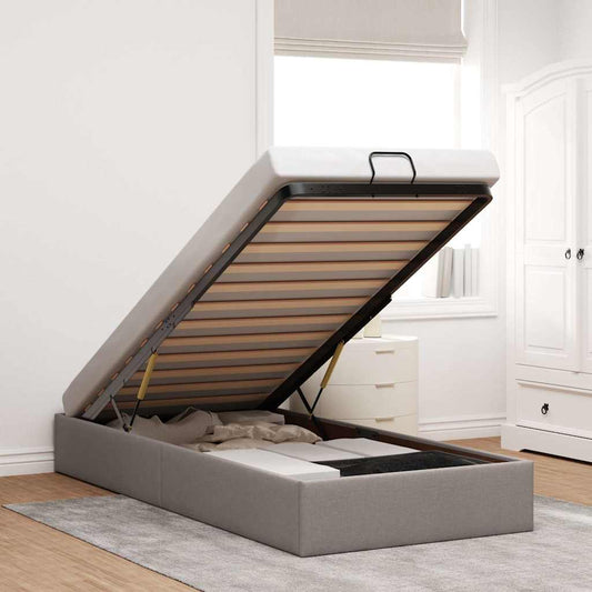 Struttura Letto Pouf senza Materasso Tortora 80x200 cm Tessuto