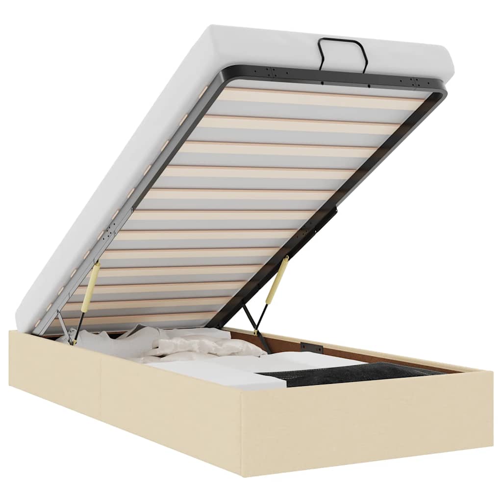 Struttura Letto Pouf senza Materasso Crema 80x200 cm in Tessuto