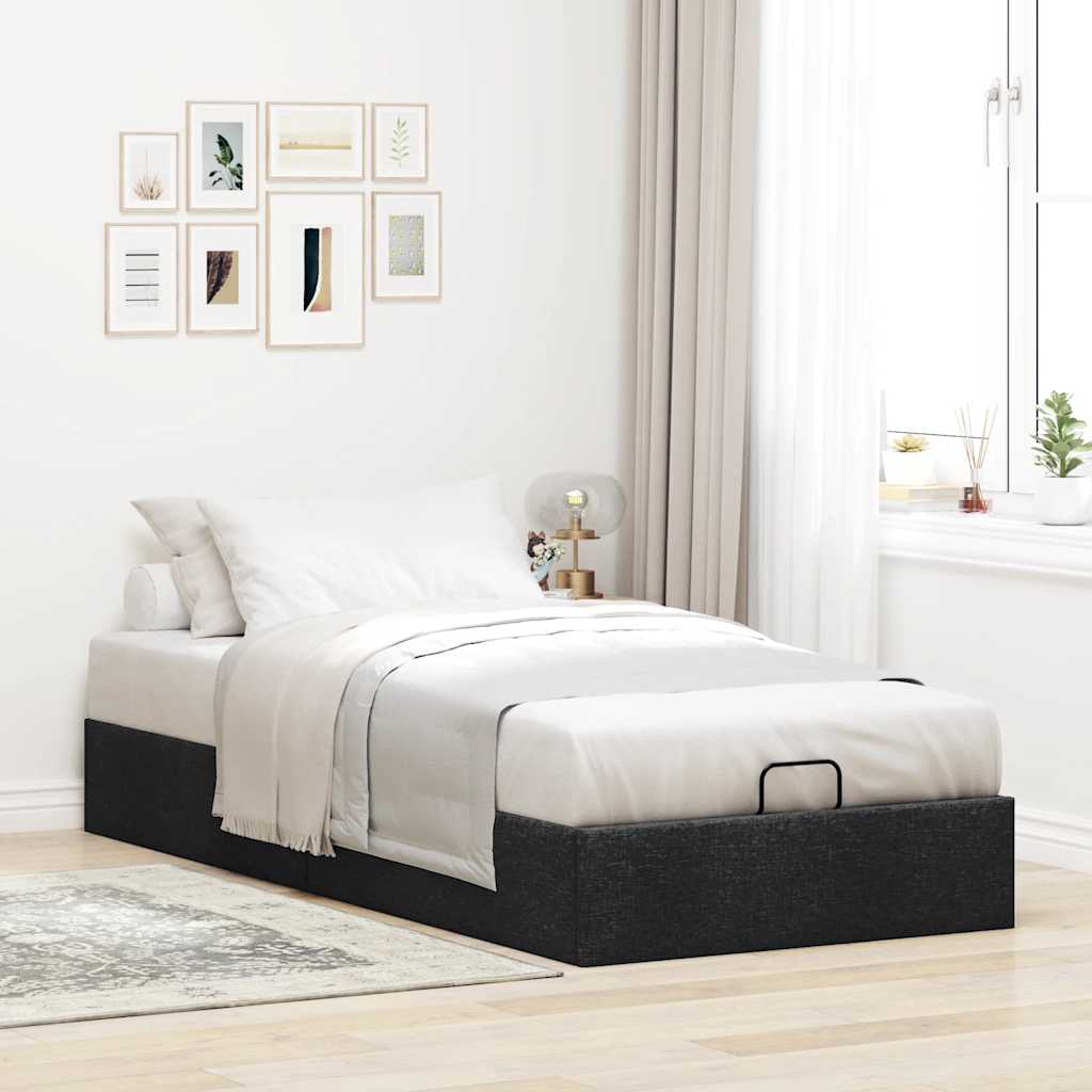 Struttura Letto Pouf senza Materasso Nero 90x190 cm in Tessuto | homemem39