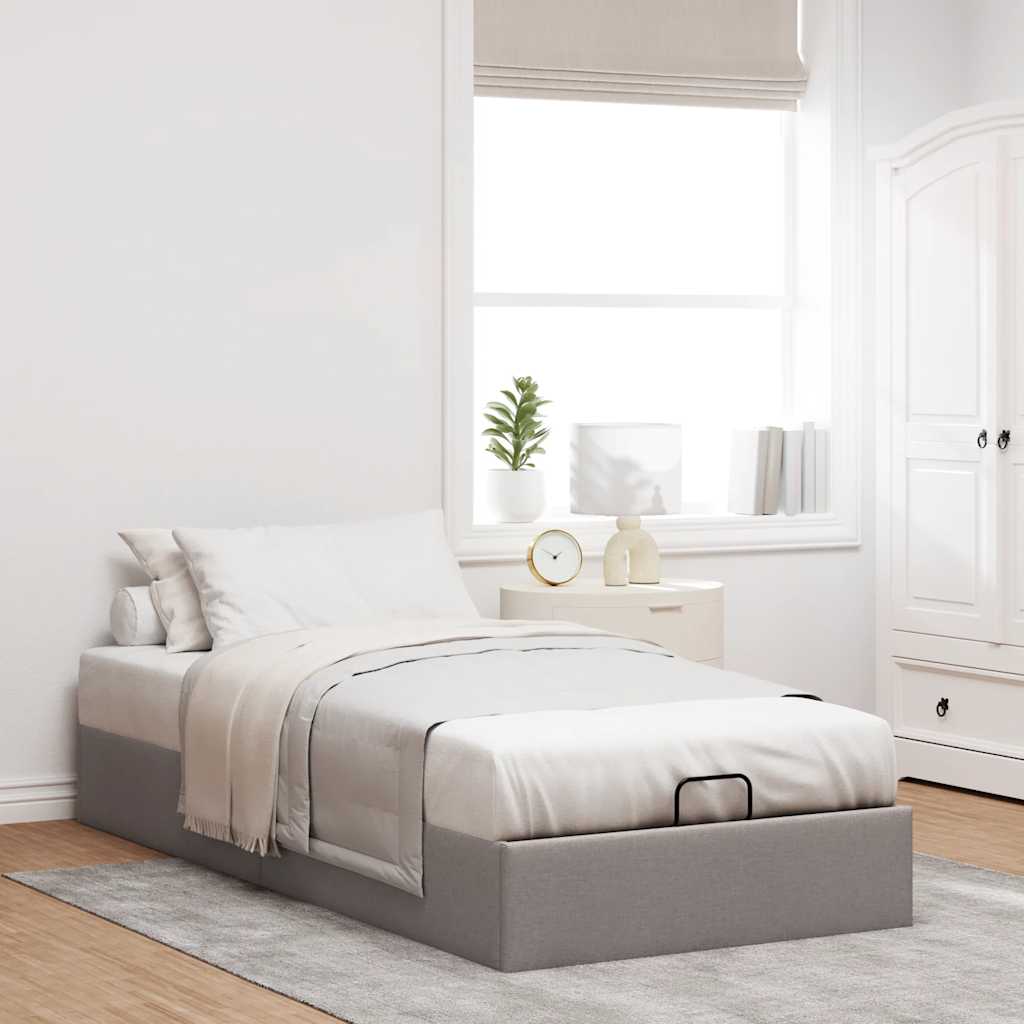 Struttura Letto Pouf senza Materasso Tortora 90x200 cm Tessuto | homemem39