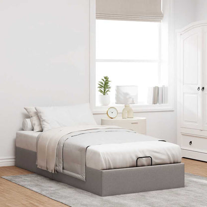 Struttura Letto Pouf senza Materasso Tortora 90x200 cm Tessuto | homemem39