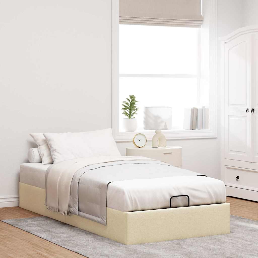 Struttura Letto Pouf senza Materasso Crema 90x200 cm in Tessuto | homemem39