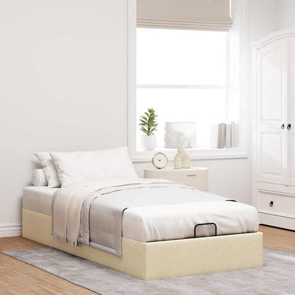 Struttura Letto Pouf senza Materasso Crema 90x200 cm in Tessuto | homemem39