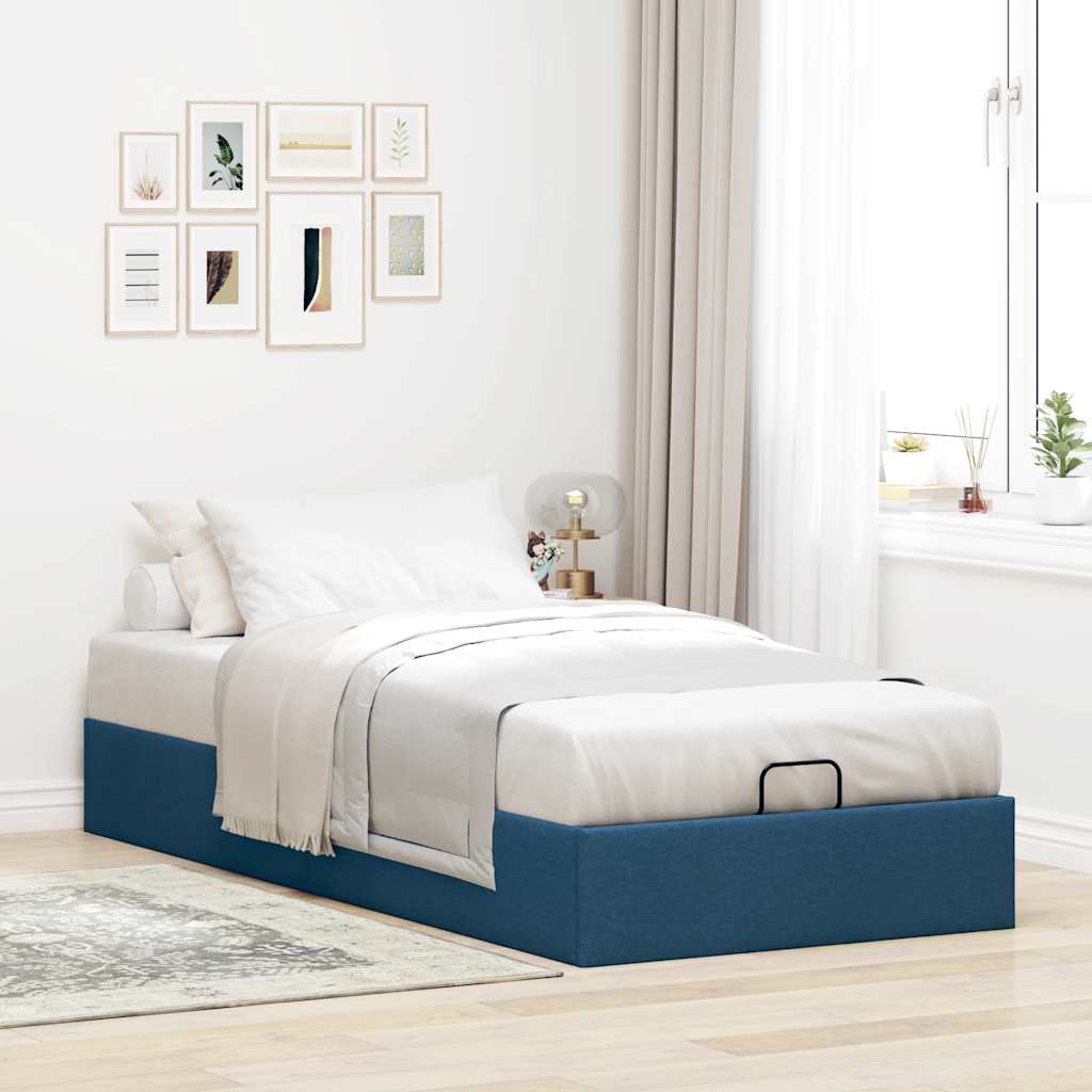 Struttura Letto Pouf senza Materasso Blu 90x200 cm in Tessuto | homemem39